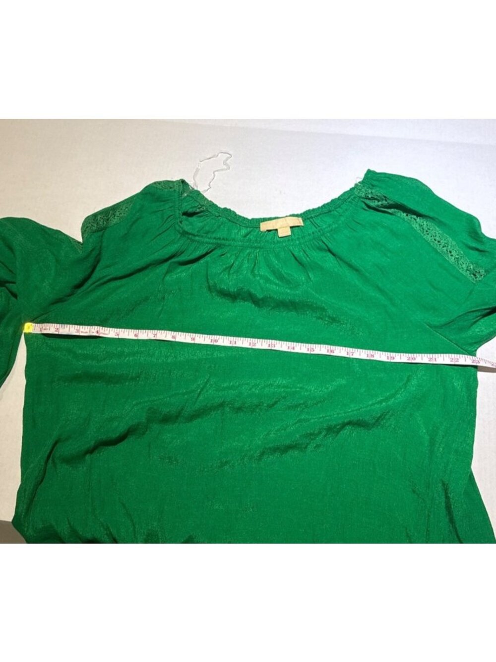 Hope & Harlow womens XL Jolly green long sleeve shirt blouse crochet lace trim - Picture 6 of 14